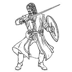 Dibujo de Aragorn levantando su espada para luchar para colorear