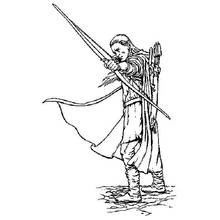Dibujo de Legolas apuntando con su arco para colorear
