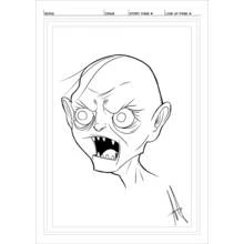 Dibujo de Gollum con expresión de grito para colorear