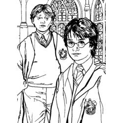 Dibujo de Harry Potter y Ron Weasley en Hogwarts para colorear Dibujo de Harry Potter y Ron Weasley en Hogwarts para colorear