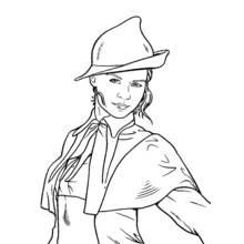 Dibujo de Harry Potter joven bruja con sombrero puntiagudo para colorear Dibujo de Harry Potter joven bruja con sombrero puntiagudo para colorear