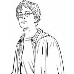 Dibujo de Harry Potter con camisa a cuadros y chaqueta para colorear Dibujo de Harry Potter con camisa a cuadros y chaqueta para colorear