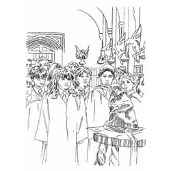 Dibujo de Harry Potter y los alumnos reunidos junto al Sombrero Seleccionador para colorear Dibujo de Harry Potter y los alumnos reunidos junto al Sombrero Seleccionador para colorear