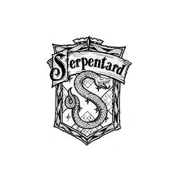 Dibujo de Escudo de Slytherin con serpiente enroscada para colorear Dibujo de Escudo de Slytherin con serpiente enroscada para colorear