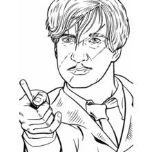 Dibujo de Harry Potter alumno señalando con el dedo para colorear Dibujo de Harry Potter alumno señalando con el dedo para colorear