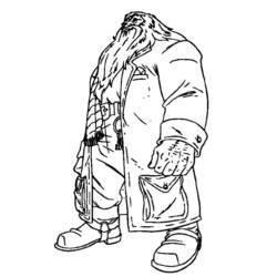 Dibujo de Hagrid de pie con su largo abrigo para colorear Dibujo de Hagrid de pie con su largo abrigo para colorear