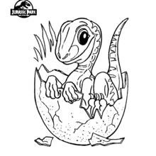 Dibujo de Parque Jurásico bebé dinosaurio saliendo del huevo para colorear