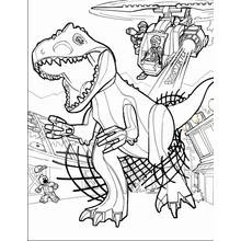 Dibujo de Parque Jurásico T-Rex atrapado en una red para colorear