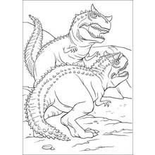 Dibujo de Dos dinosaurios con cuernos enfrentados para colorear