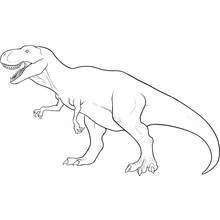 Dibujo de Tiranosaurio rex de pie con las fauces abiertas para colorear