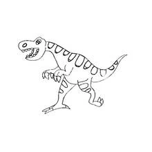 Dibujo de T-Rex con rayas redondeadas en el lomo para colorear