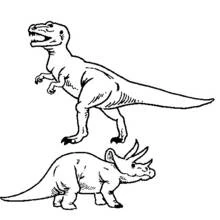 Dibujo de Tiranosaurio rex y Triceratops frente a frente para colorear