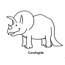 Dibujo de Triceratops de pie con sus tres cuernos para colorear