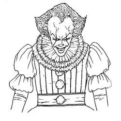 Dibujo de Pennywise con sonrisa amenazante para colorear Dibujo de Pennywise con sonrisa amenazante para colorear