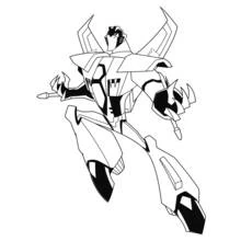 Dibujo de Starscream en posición de combate aéreo para colorear Dibujo de Starscream en posición de combate aéreo para colorear