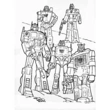 Dibujo de Cinco Transformers reunidos para colorear Dibujo de Cinco Transformers reunidos para colorear