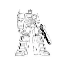 Dibujo de Optimus Prime en posición de combate para colorear Dibujo de Optimus Prime en posición de combate para colorear