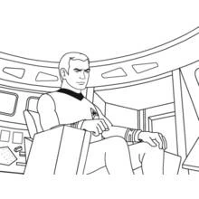 Dibujo de Capitán Kirk sentado en el puente para colorear