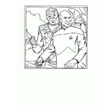 Dibujo de Capitán y compañero alienígena de Viaje a las Estrellas para colorear