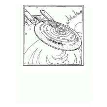Dibujo de Nave espacial con nacelas junto a un remolino para colorear