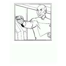 Dibujo de Capitán Picard sosteniendo un aparato para colorear