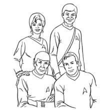Dibujo de Viaje a las Estrellas tripulación en grupo para colorear
