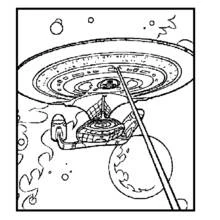 Dibujo de Nave espacial volando en el espacio para colorear