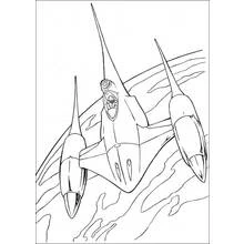 Dibujo de Nave espacial volando sobre un planeta para colorear