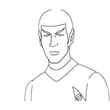 Dibujo de Spock retratado con su uniforme de la Flota Estelar para colorear
