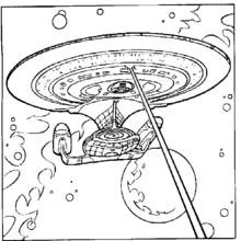 Dibujo de Nave Enterprise viajando por el espacio para colorear