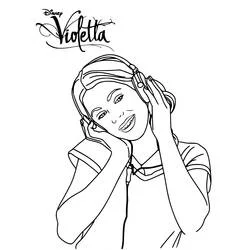 Dibujo de Violetta escuchando música con auriculares para colorear Dibujo de Violetta escuchando música con auriculares para colorear