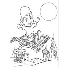 Dibujo de Adiboo volando en una alfombra mágica para colorear