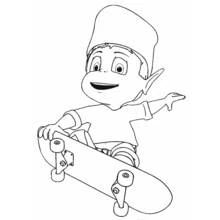 Dibujo de Adiboo montando en patineta para colorear