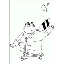 Dibujo de Adiboo haciendo malabares con un martillo para colorear