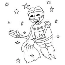 Dibujo de Adiboo el robot espacial con un saco de estrellas para colorear