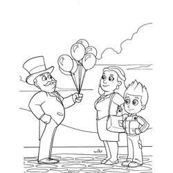 Dibujo de Alcaldesa Goodway con el vendedor de globos y Ryder para colorear