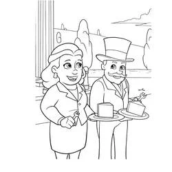 Dibujo de Alcaldesa Goodway y Alcalde Hellinger con pastel para colorear