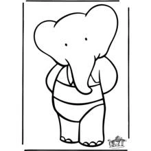 Dibujo de Babar con overol de rayas para colorear