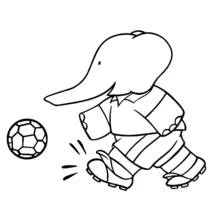 Dibujo de Babar jugando al fútbol para colorear