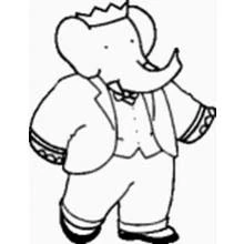 Dibujo de Babar con su corona y su traje para colorear