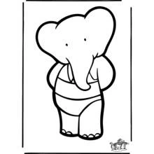 Dibujo de Babar elefante bebé con traje de baño para colorear