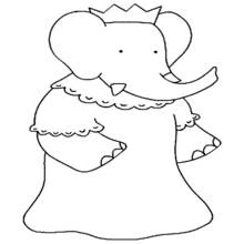 Dibujo de Babar con corona y capa para colorear