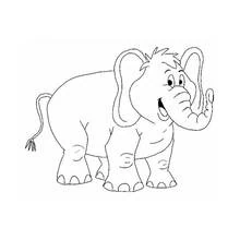 Dibujo de Personaje de dibujos animados: elefante alegre para colorear
