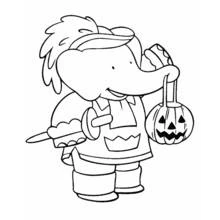 Dibujo de Babar disfrazado para Halloween para colorear