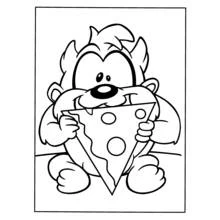 Dibujo de Baby Taz comiendo un trozo de queso para colorear