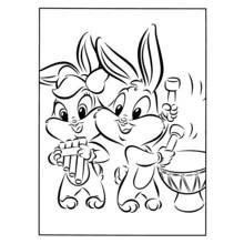 Dibujo de Baby Looney Tunes conejitos músicos para colorear
