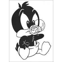 Dibujo de Baby Looney Tunes bebé Pato Lucas con chupete para colorear