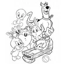 Dibujo de Baby Looney Tunes con Scooby-Doo y Pebbles para colorear