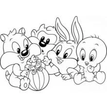 Dibujo de Baby Looney Tunes jugando con una pelota para colorear