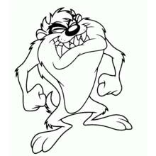 Dibujo de Taz apretando los puños con una gran sonrisa para colorear